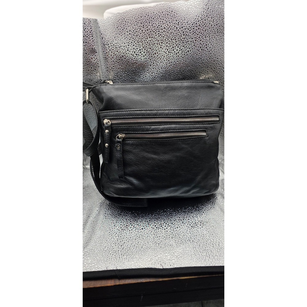Great American Leather Works Black Leather Crossbody Bag Organizer Purse